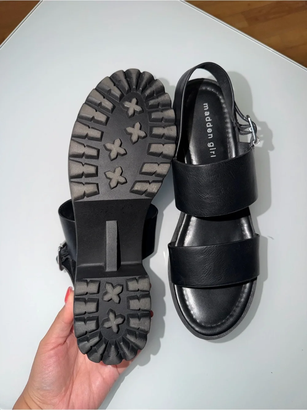 Madden Girl Black Chunky Platform Slingback Sandals